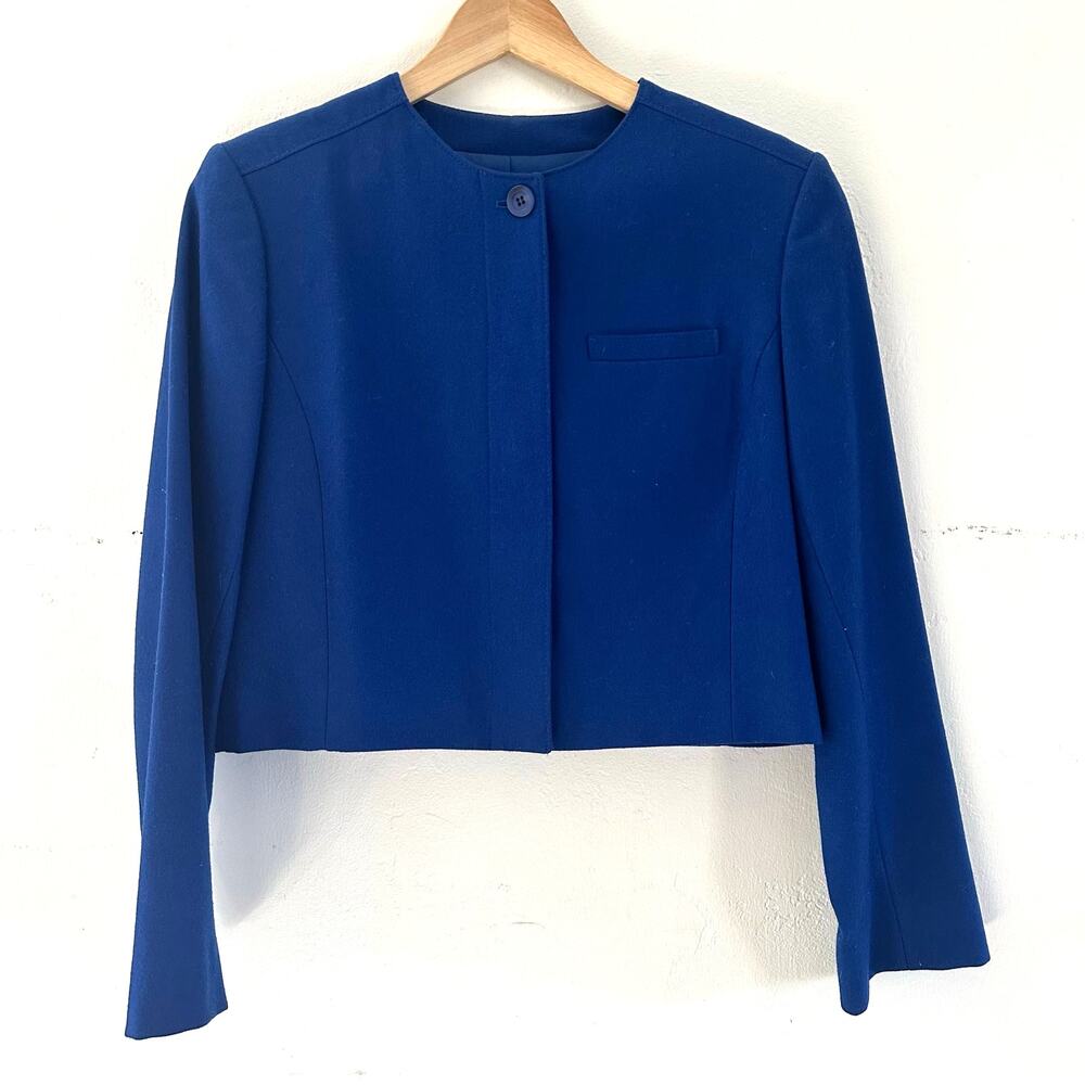 Pendleton Women's Vintage 100% Wool Blue Cropped Blazer‎ Jacket Coat Size 10